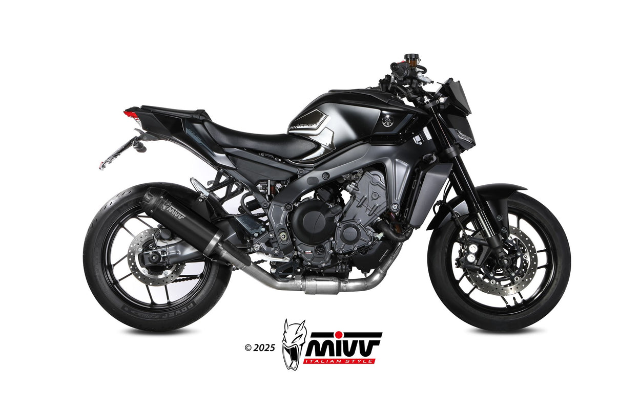 MIVV AK-1 Schwarzer Edelstahl mit Carbon-Endkappe (Y.078.KZK) passend für Yamaha MT-09 2024 bis 2026