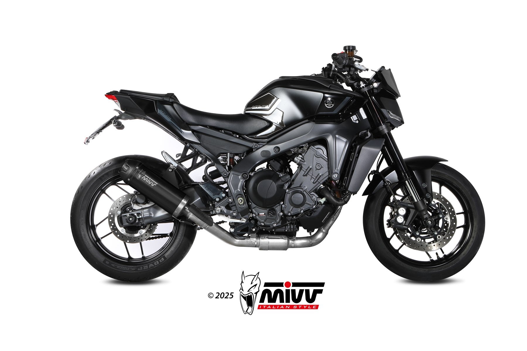 MIVV AK-1 Schwarzer Edelstahl mit Carbon-Endkappe (Y.078.KZK) passend für Yamaha MT-09 2024 bis 2026