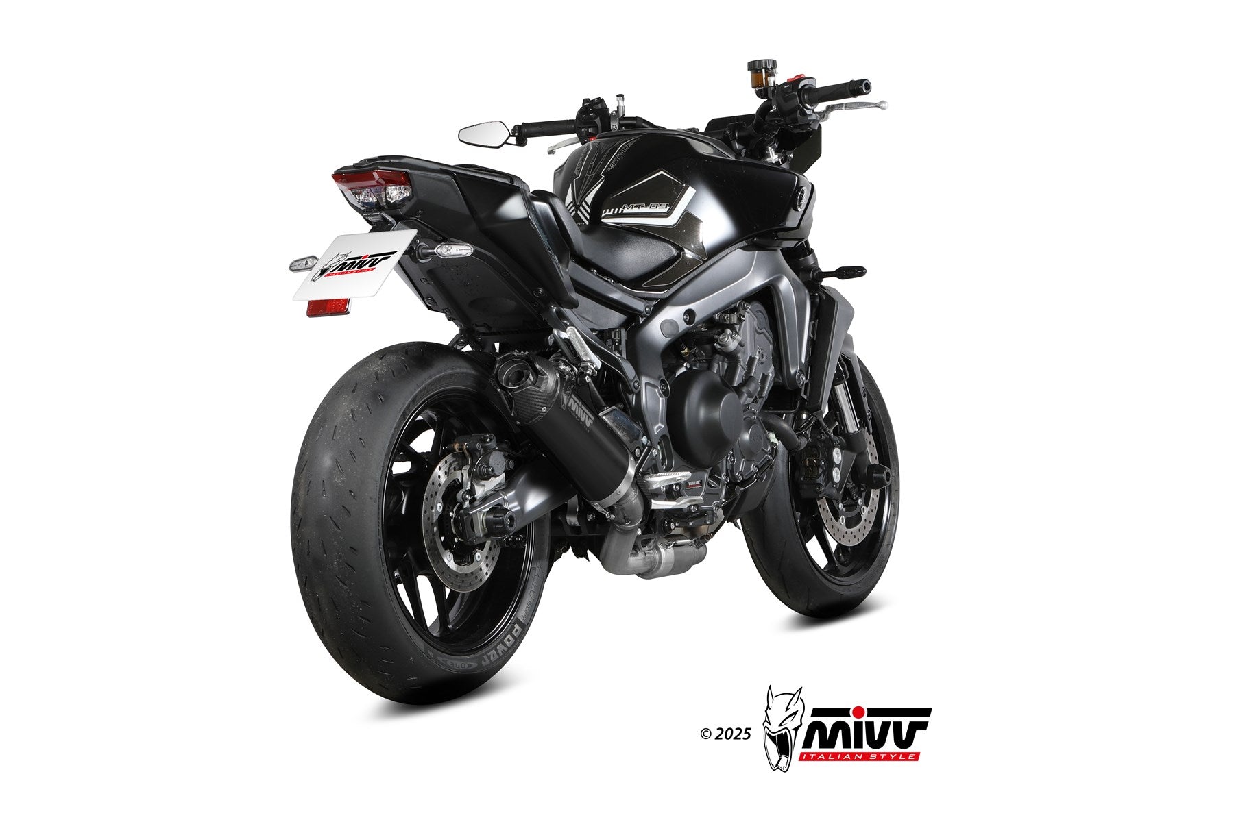 MIVV AK-1 Schwarzer Edelstahl mit Carbon-Endkappe (Y.078.KZK) passend für Yamaha MT-09 2024 bis 2026