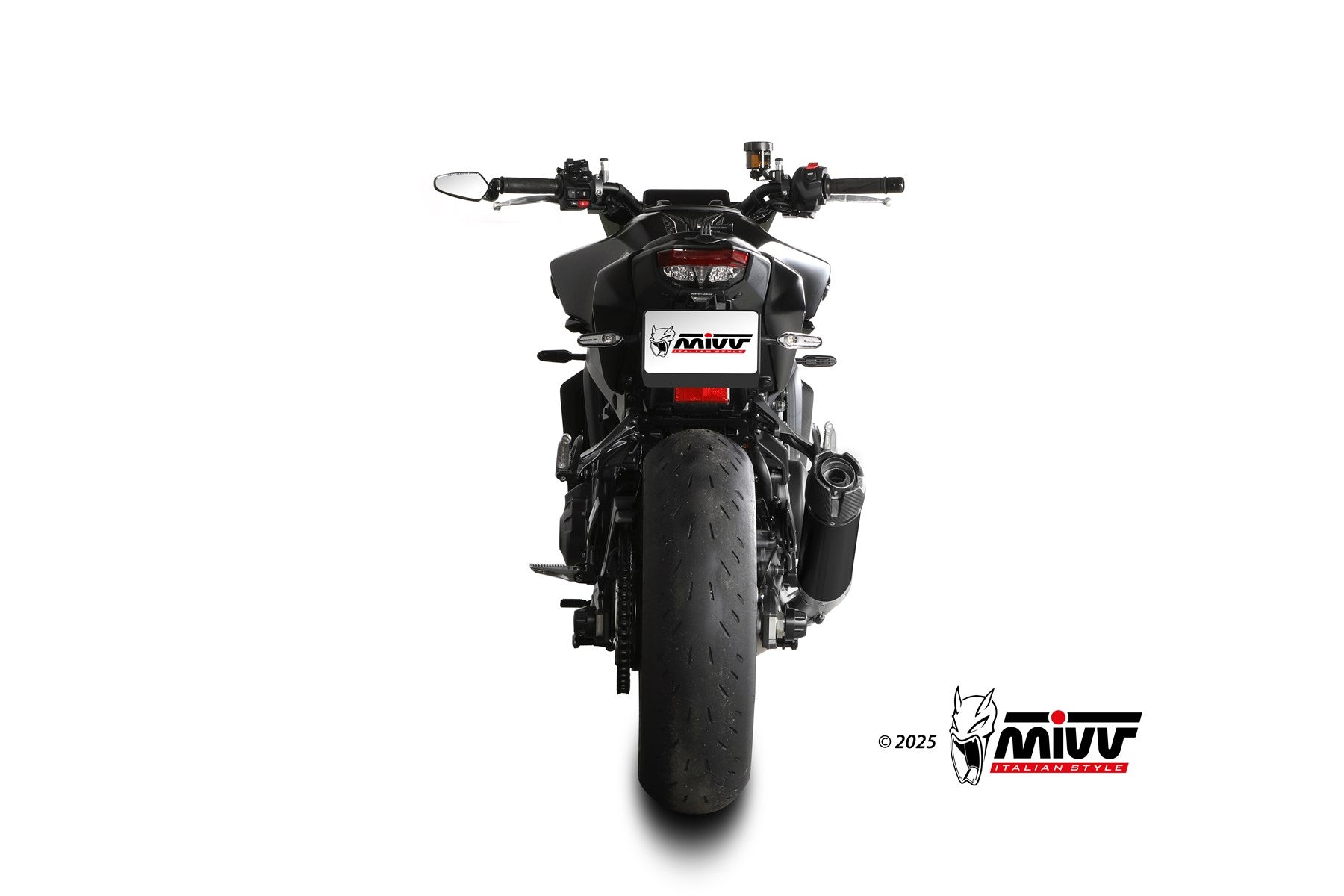 MIVV AK-1 Schwarzer Edelstahl mit Carbon-Endkappe (Y.078.KZK) passend für Yamaha MT-09 2024 bis 2026