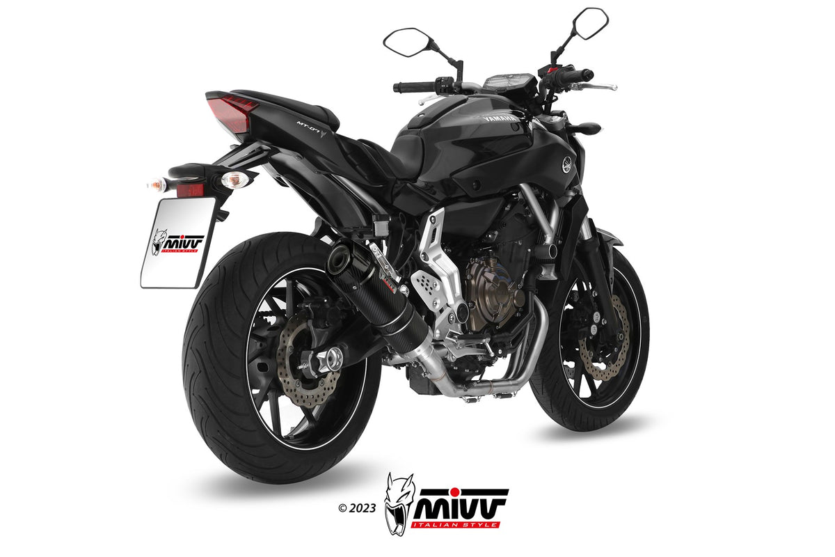MIVV GP Schwarzer Edelstahl mit Carbon-Endkappe (Y.045.LXBC) passend für Yamaha MT-07 2021 bis 2024