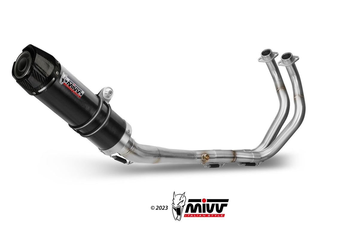 MIVV GP Schwarzer Edelstahl mit Carbon-Endkappe (Y.045.LXBC) passend für Yamaha MT-07 2021 bis 2024